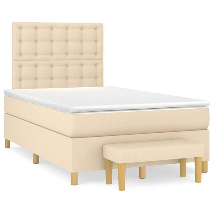 Pat continental cu saltea, crem, 120x190 cm, textil WALTI