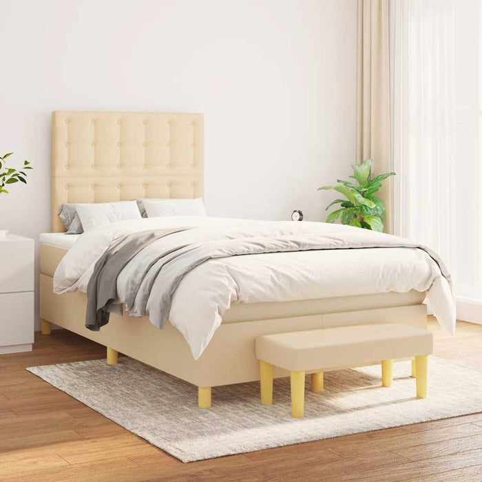 Pat continental cu saltea, crem, 120x190 cm, textil WALTI