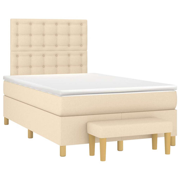 Pat continental cu saltea, crem, 120x190 cm, textil WALTI