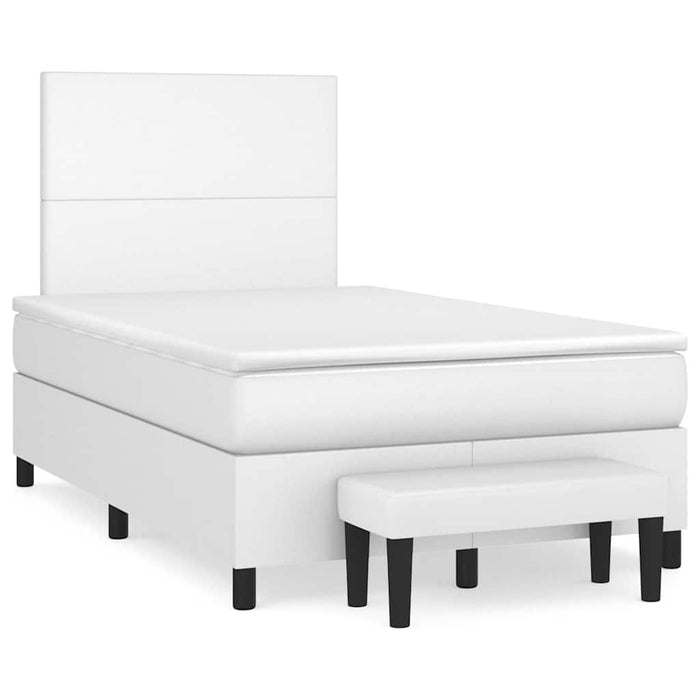 Pat box spring cu saltea, alb, 120x190 cm, piele ecologică - WALTI WALTI
