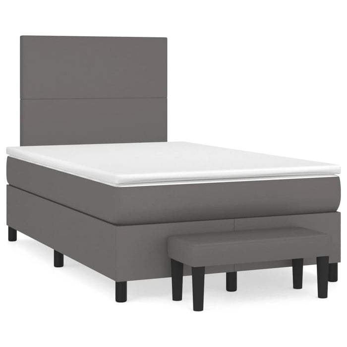 Pat box spring cu saltea, gri, 120x190 cm, piele ecologică - WALTI WALTI