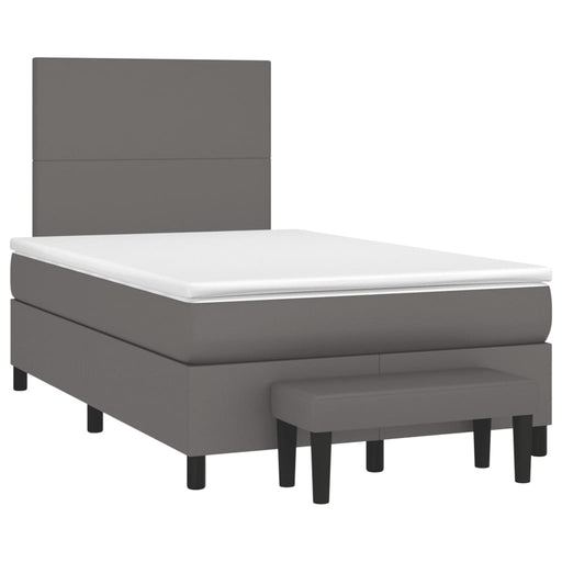 Pat box spring cu saltea, gri, 120x190 cm, piele ecologică - WALTI WALTI
