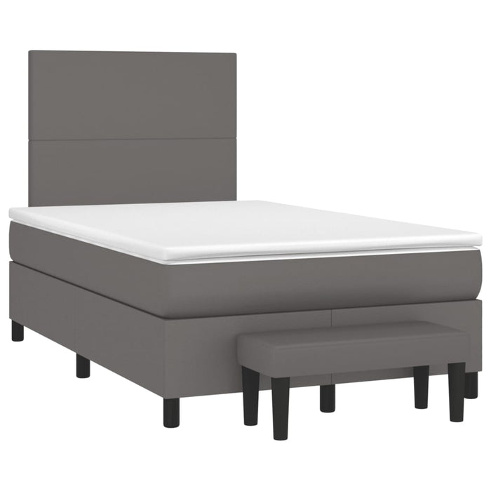 Pat box spring cu saltea, gri, 120x190 cm, piele ecologică - WALTI WALTI
