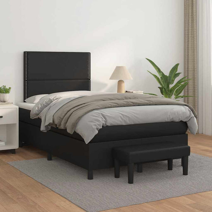 Pat box spring cu saltea, negru, 120x190 cm, piele ecologică - WALTI WALTI