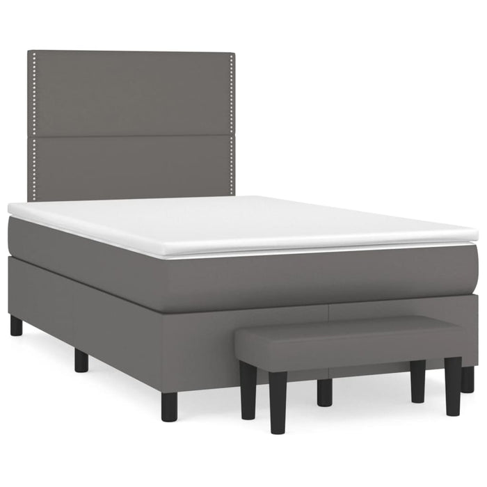 Pat box spring cu saltea, gri, 120x190 cm, piele ecologică - WALTI WALTI