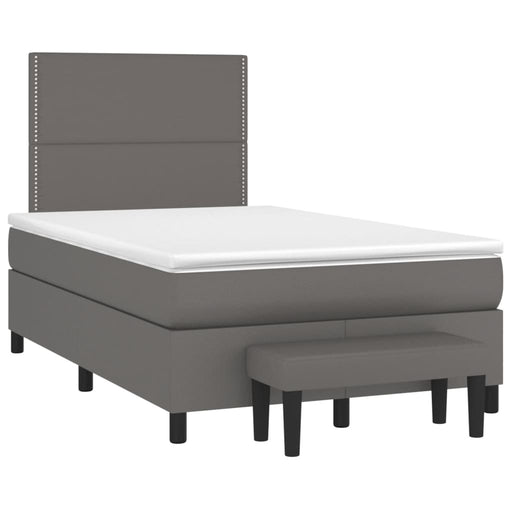 Pat box spring cu saltea, gri, 120x190 cm, piele ecologică - WALTI WALTI