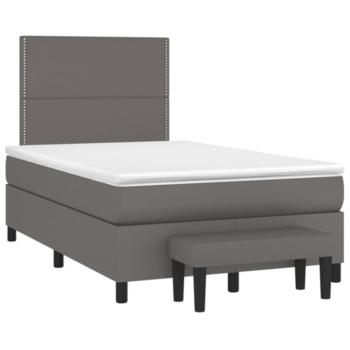 Pat box spring cu saltea, gri, 120x190 cm, piele ecologică - WALTI WALTI