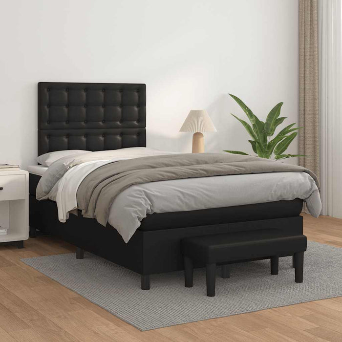 Pat box spring cu saltea, negru, 120x190 cm, piele ecologică - WALTI WALTI