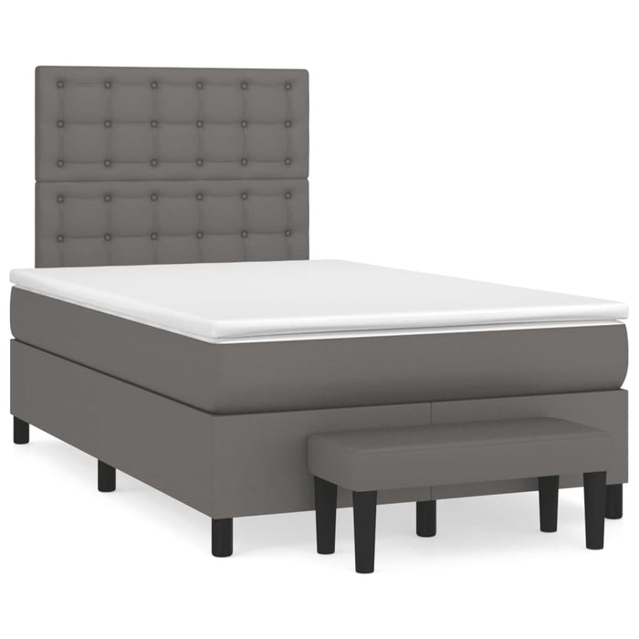 Pat box spring cu saltea, gri, 120x190 cm, piele ecologică - WALTI WALTI