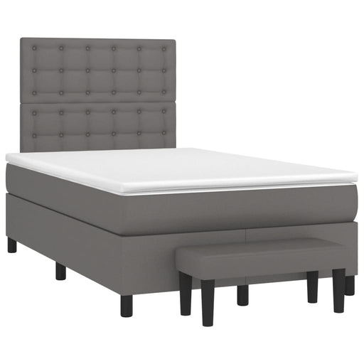 Pat box spring cu saltea, gri, 120x190 cm, piele ecologică - WALTI WALTI