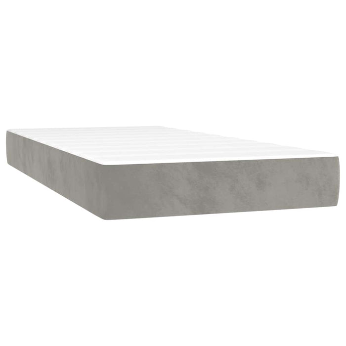 Pat box spring cu saltea, gri deschis, 120x190 cm, catifea - WALTI WALTI
