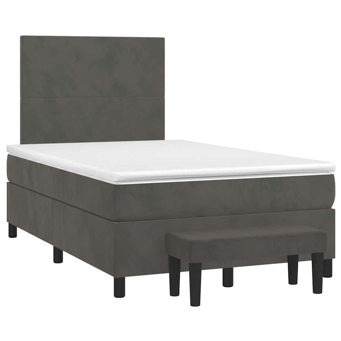 Pat box spring cu saltea, gri închis, 120x190 cm, catifea - WALTI WALTI