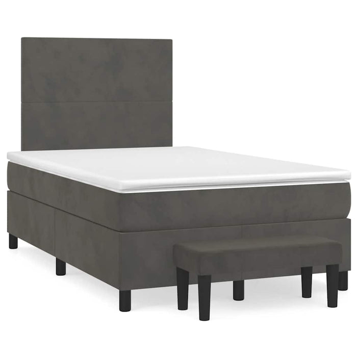Pat box spring cu saltea, gri închis, 120x190 cm, catifea - WALTI WALTI
