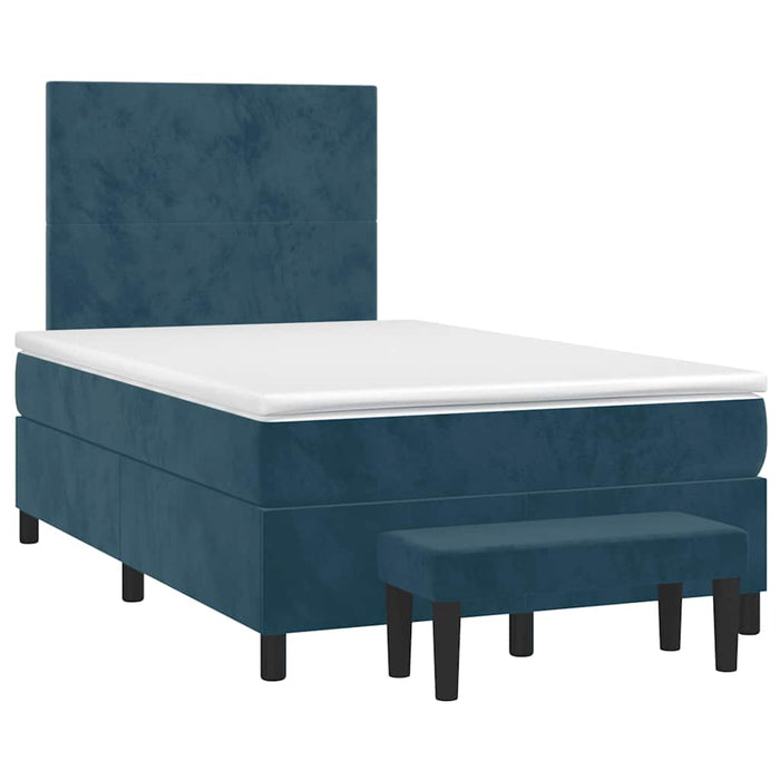 Pat box spring cu saltea, albastru închis, 120x190 cm, catifea - WALTI WALTI