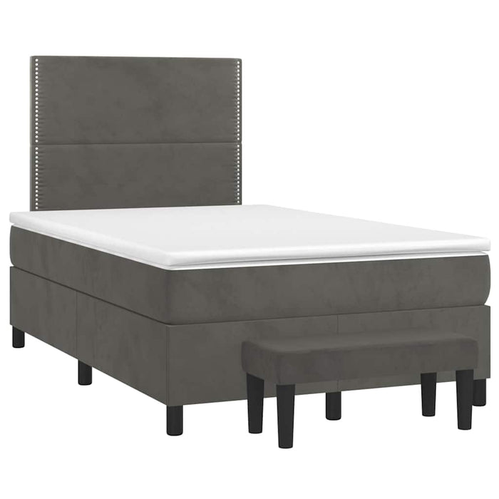 Pat box spring cu saltea, gri închis, 120x190 cm, catifea - WALTI WALTI
