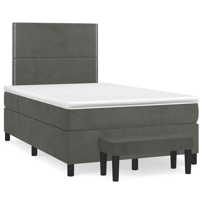 Pat box spring cu saltea, gri închis, 120x190 cm, catifea - WALTI WALTI
