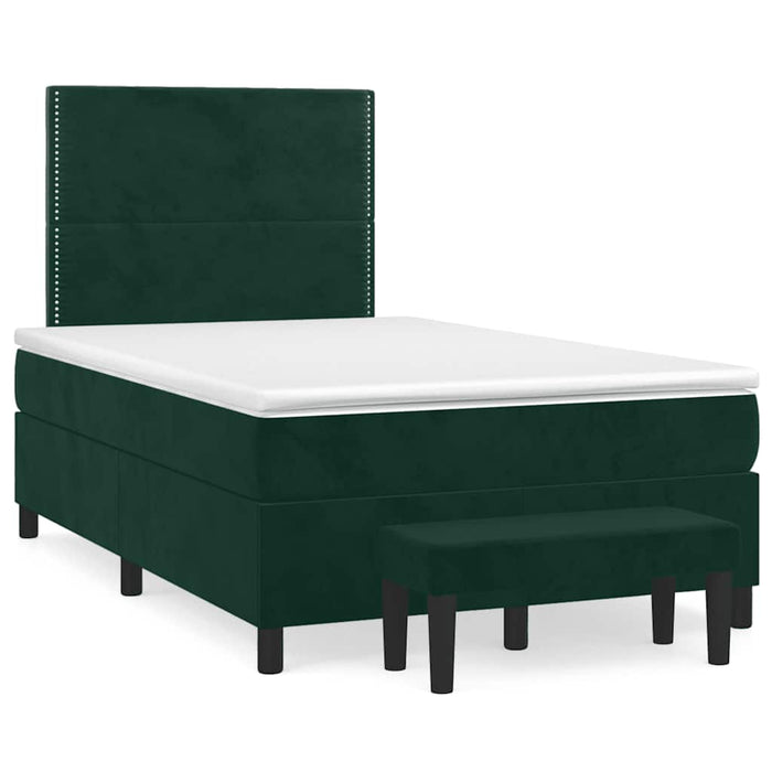 Pat box spring cu saltea, verde închis, 120x190 cm, catifea - WALTI WALTI