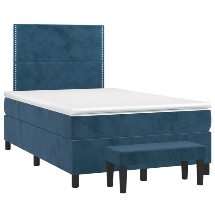 Pat box spring cu saltea, albastru închis, 120x190 cm, catifea - WALTI WALTI
