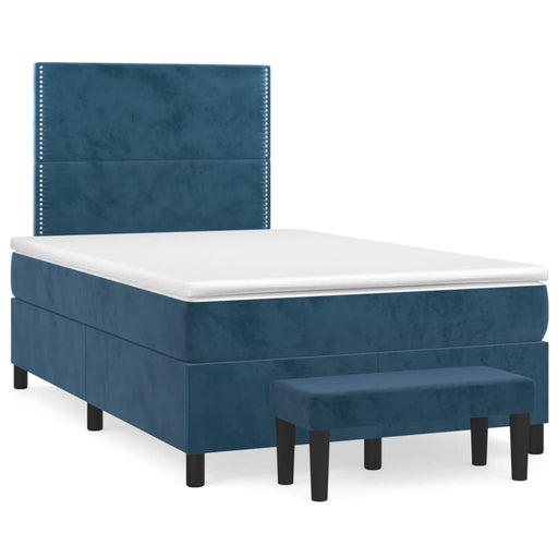 Pat box spring cu saltea, albastru închis, 120x190 cm, catifea - WALTI WALTI