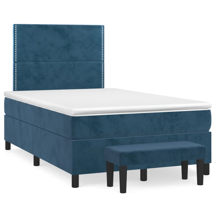 Pat box spring cu saltea, albastru închis, 120x190 cm, catifea - WALTI WALTI
