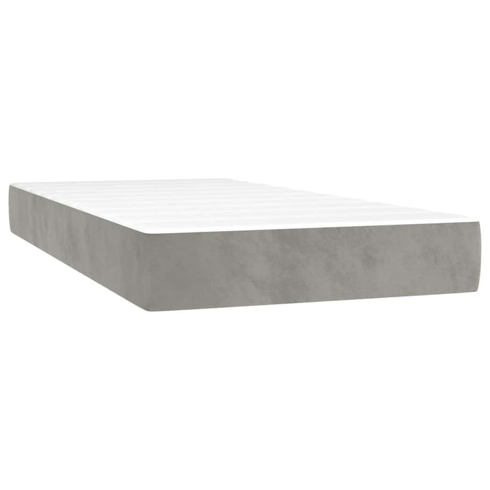 Pat box spring cu saltea, gri deschis, 120x190 cm, catifea - WALTI WALTI