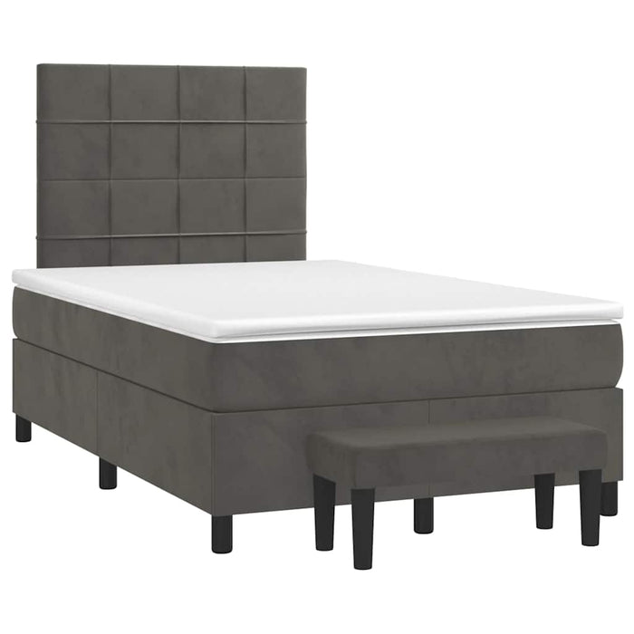 Pat box spring cu saltea, gri închis, 120x190 cm, catifea - WALTI WALTI