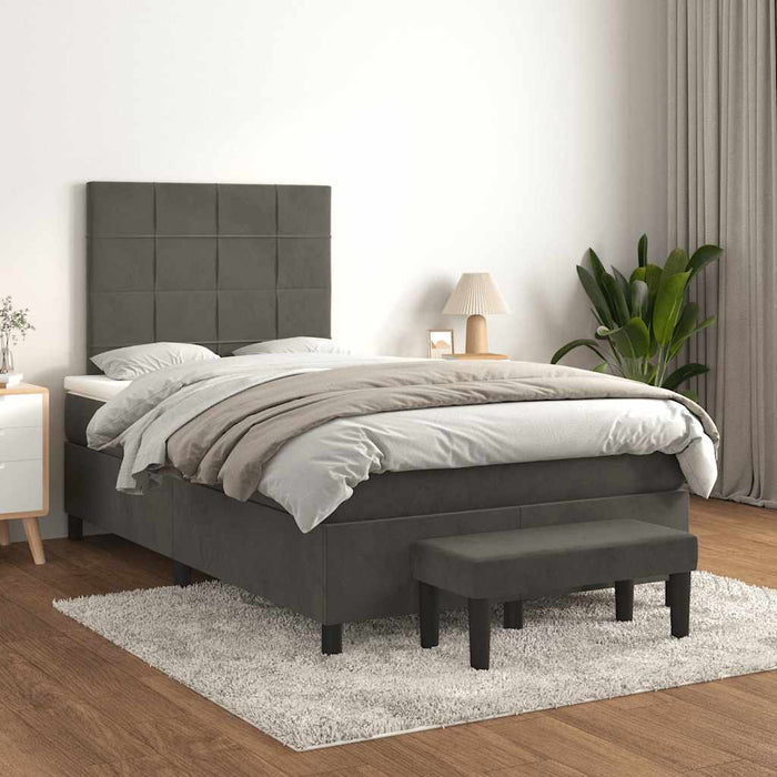 Pat box spring cu saltea, gri închis, 120x190 cm, catifea - WALTI WALTI