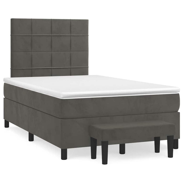 Pat box spring cu saltea, gri închis, 120x190 cm, catifea - WALTI WALTI