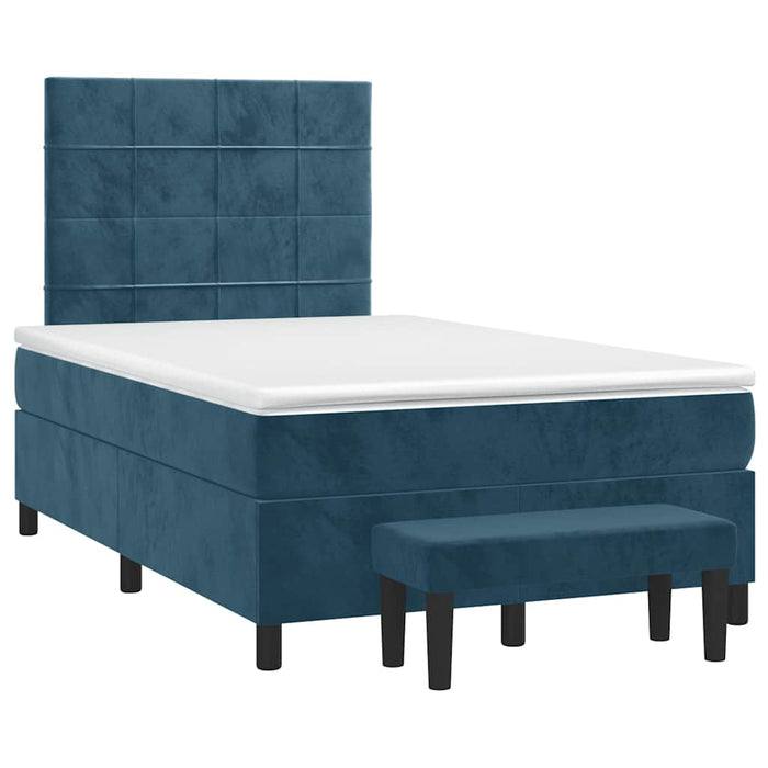 Pat box spring cu saltea, albastru închis, 120x190 cm, catifea - WALTI WALTI