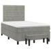 Pat box spring cu saltea, gri deschis, 120x190 cm, catifea - WALTI WALTI