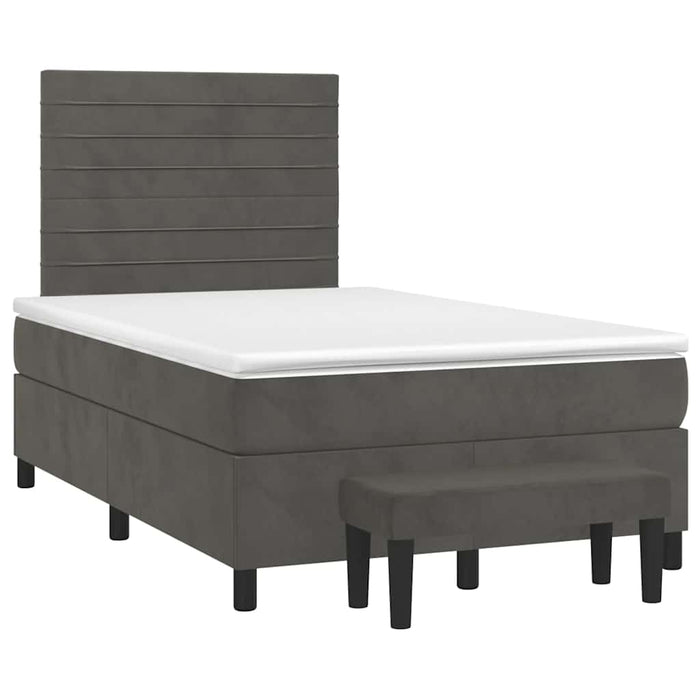 Pat box spring cu saltea, gri închis, 120x190 cm, catifea - WALTI WALTI