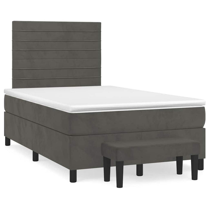 Pat box spring cu saltea, gri închis, 120x190 cm, catifea - WALTI WALTI