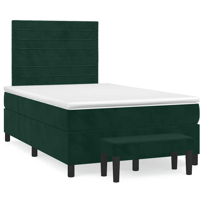 Pat box spring cu saltea, verde închis, 120x190 cm, catifea - WALTI WALTI