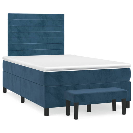 Pat box spring cu saltea, albastru închis, 120x190 cm, catifea - WALTI WALTI