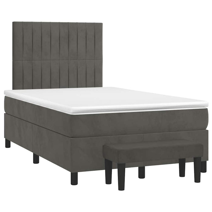 Pat box spring cu saltea, gri închis, 120x190 cm, catifea - WALTI WALTI