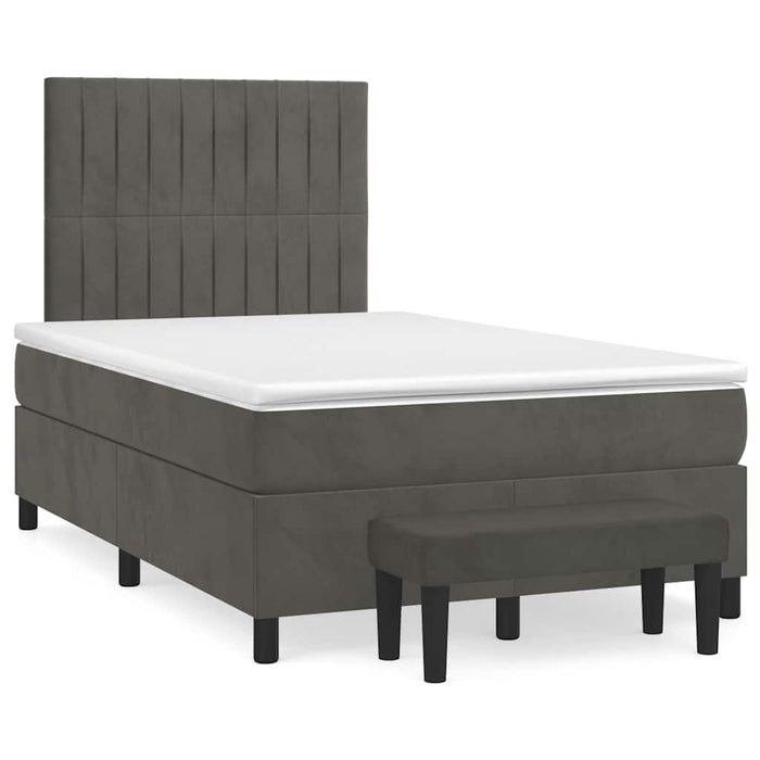 Pat box spring cu saltea, gri închis, 120x190 cm, catifea - WALTI WALTI