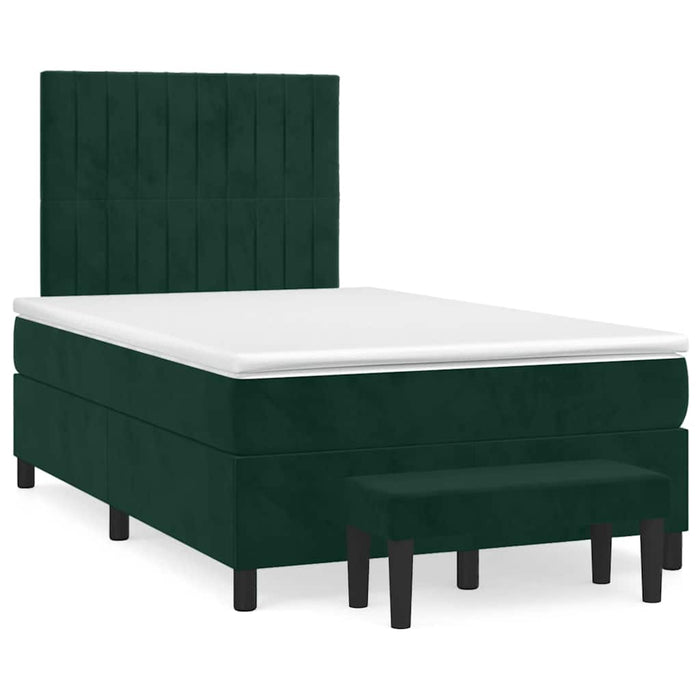 Pat box spring cu saltea, verde închis, 120x190 cm, catifea - WALTI WALTI