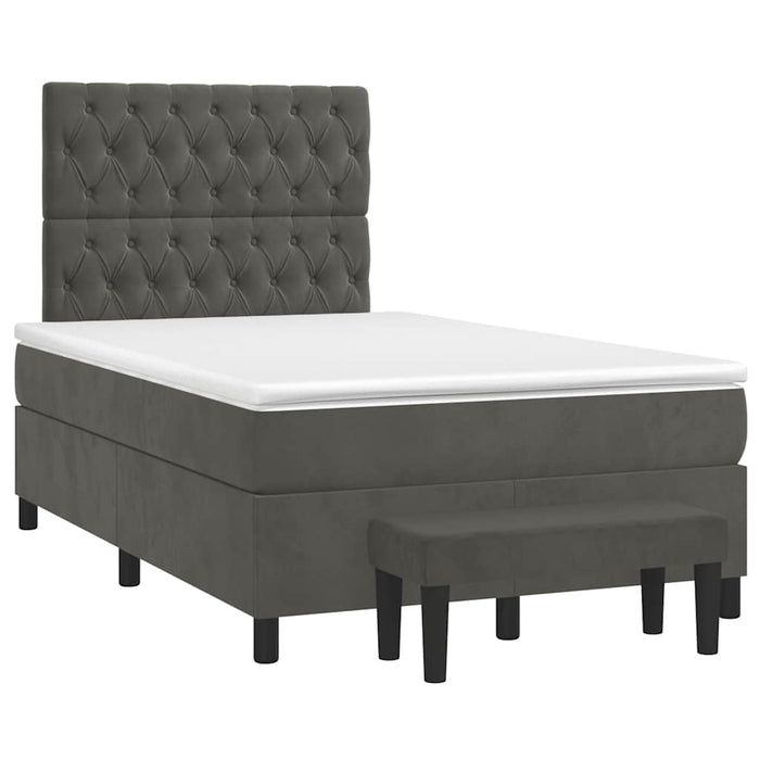 Pat box spring cu saltea, gri închis, 120x190 cm, catifea - WALTI WALTI