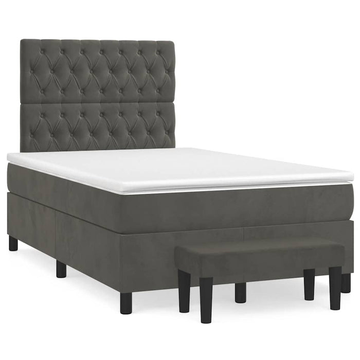 Pat box spring cu saltea, gri închis, 120x190 cm, catifea - WALTI WALTI