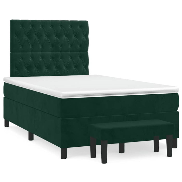 Pat box spring cu saltea, verde închis, 120x190 cm, catifea - WALTI WALTI