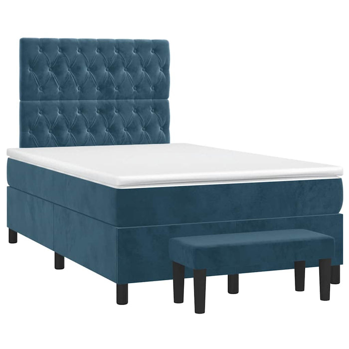 Pat box spring cu saltea, albastru închis, 120x190 cm, catifea - WALTI WALTI