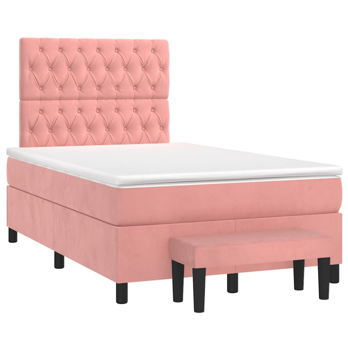 Pat box spring cu saltea, negru, 120x190 cm, catifea WALTI