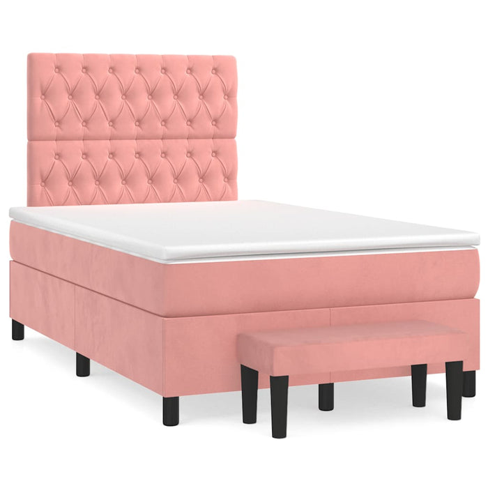 Pat box spring cu saltea, negru, 120x190 cm, catifea WALTI