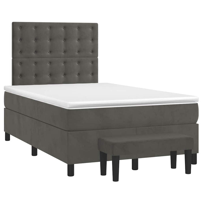 Pat box spring cu saltea, gri închis, 120x190 cm, catifea - WALTI WALTI