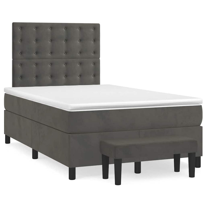 Pat box spring cu saltea, gri închis, 120x190 cm, catifea - WALTI WALTI