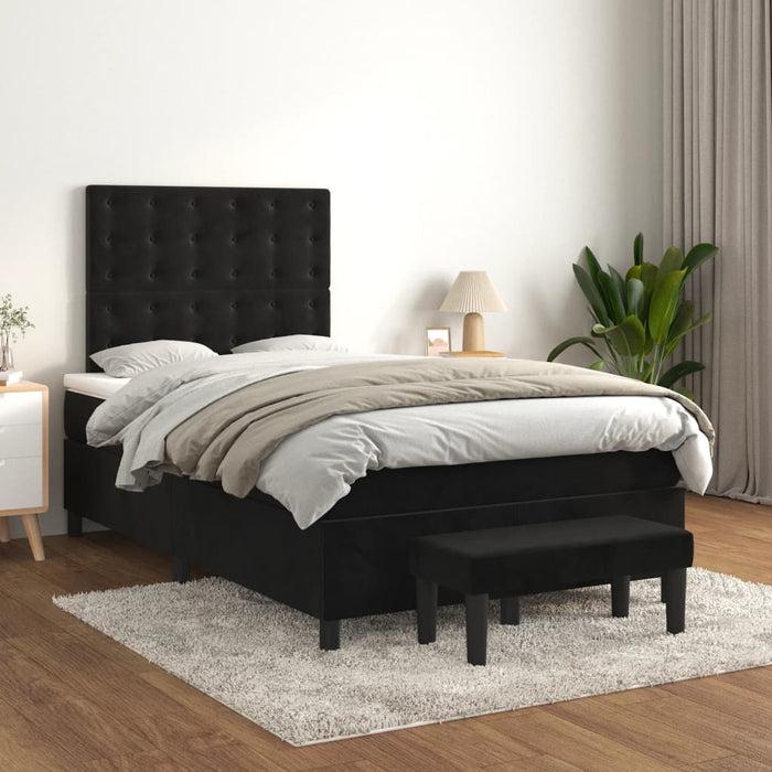 Pat box spring cu saltea, negru, 120x190 cm, catifea - WALTI WALTI