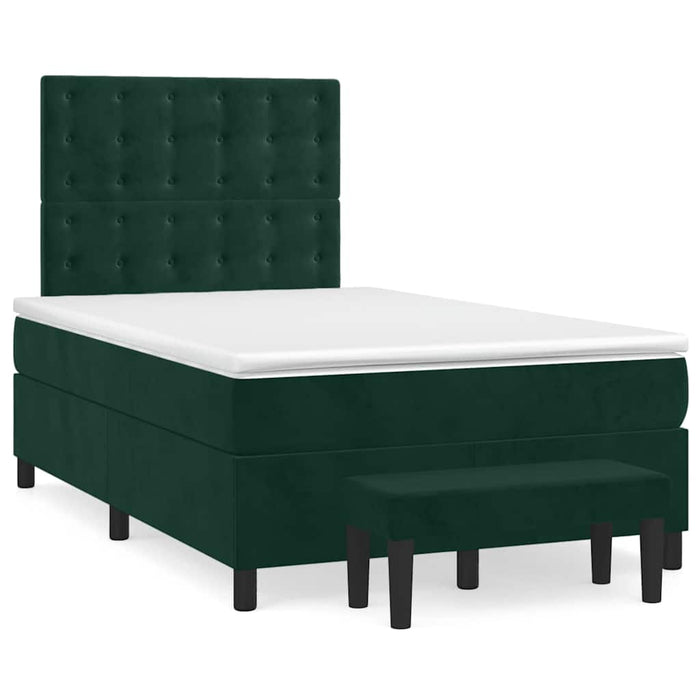 Pat box spring cu saltea, verde închis, 120x190 cm, catifea - WALTI WALTI