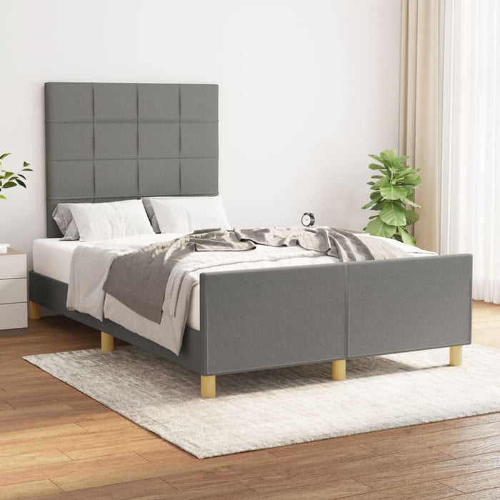 Cadru de pat cu tăblie, gri închis, 120x190 cm, material textil - WALTI WALTI