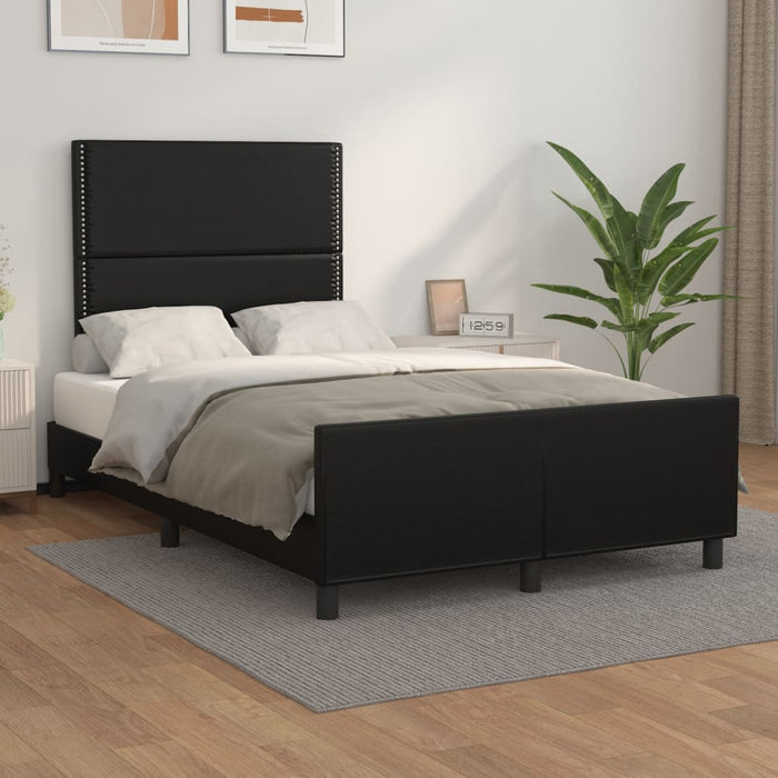 Cadru de pat fără saltea Negru piele artificială WALTI