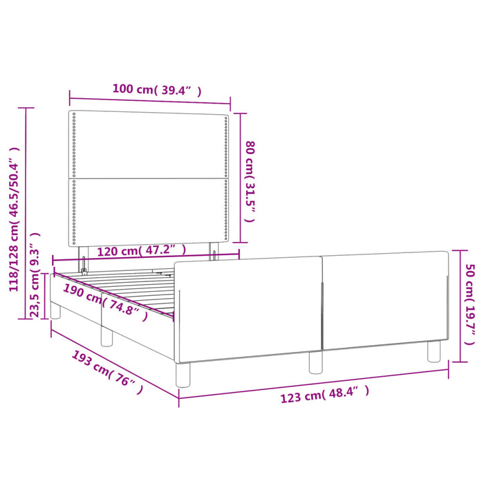 Cadru de pat fără saltea gri 120x190 cm piele artificială - WALTI WALTI